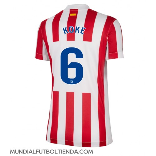 Camiseta Atletico Madrid Koke #6 Primera Equipación Replica 2025-26 para mujer mangas cortas Camiseta Atletico Madrid Koke #6 Primera Equipación Replica 2025-26 para mujer mangas cortas